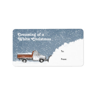 Snow Plough Truck Holiday Gift Labels | Winter Sno