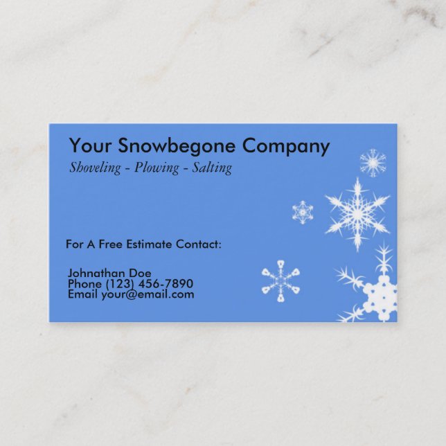 Snow Ploughing, Removal Business Card (HORIZONTAL (Front)