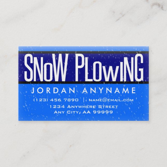 Snow Ploughing With Snow Falling Business Card (Front)