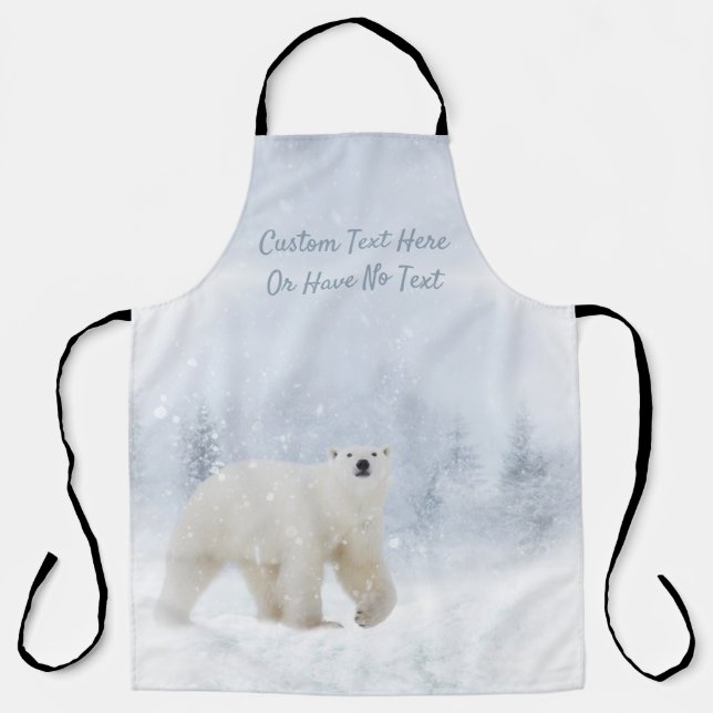 Snow Polar Bear Winter Woodland Snowy Forest Apron (Front)