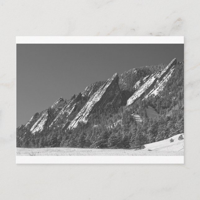 Snow Powder Dusted Flatirons Boulder CO BW Postcard (Front)