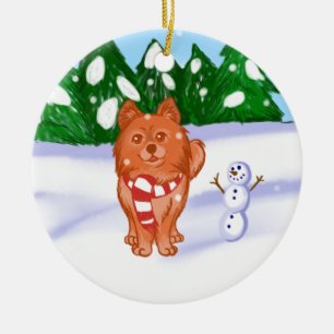 Snow Puppy Ceramic Tree Decoration
