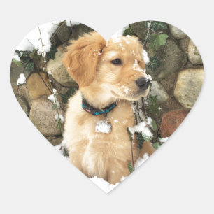 Snow Puppy Heart Sticker