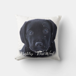 Snow Puppy - Labrador Puppy - Black Labrador Cushion
