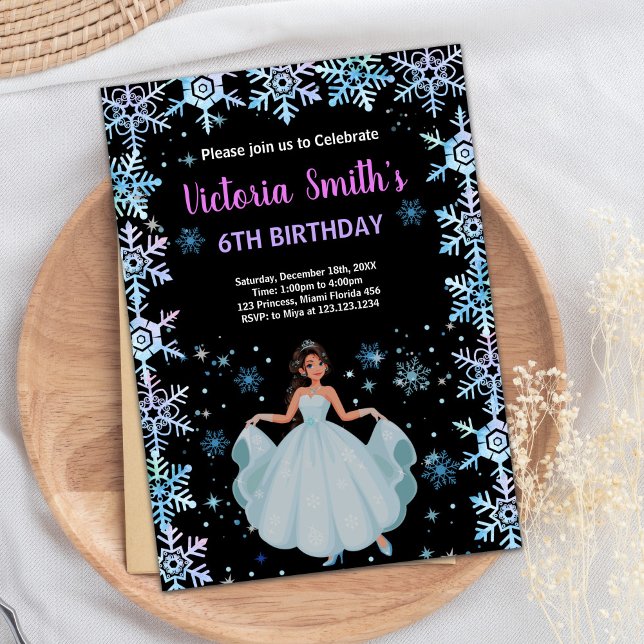 Snow Purple Floral Princess Birthday Invitations (Snow Purple Floral Princess Birthday Invitations)