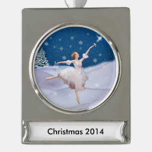 Snow Queen Ballerina Customisable Text Silver Plated Banner Ornament