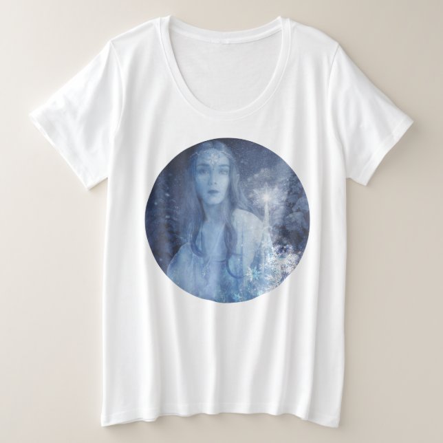 Snow Queen Christmas Fantasy Artwork Plus Size T-Shirt (Design Front)