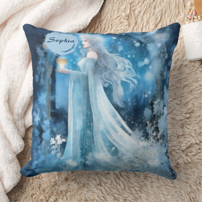 Snow Queen Fantasy Art – Mystical Winter Goddess Cushion (Blanket)