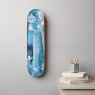 Snow Queen Fantasy Art – Mystical Winter Goddess Skateboard