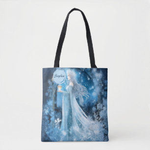 Snow Queen Fantasy Art – Mystical Winter Goddess Tote Bag