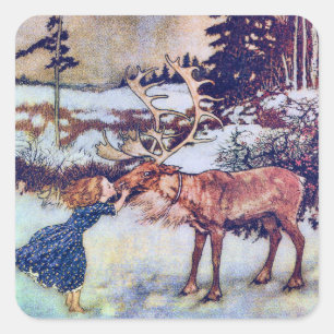 Snow Queen Vintage Fairy Tale Illustration Square Sticker