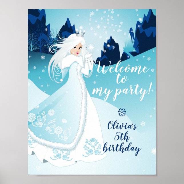 Snow Queen Welcome Party Sign (Front)
