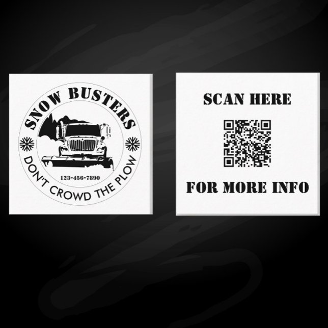 Snow Removal Business Add Your Logo Custom Square Business Card (Creator Uploaded)