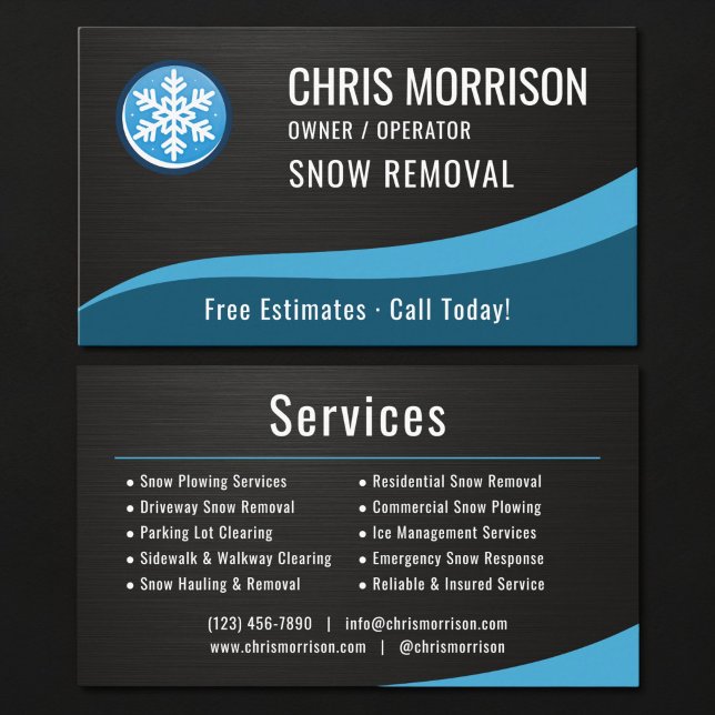 Snow Removal Service Metallic Business Card (Creator Uploaded)