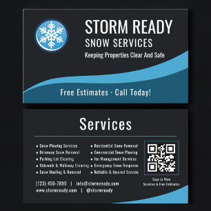 Snow Removal Service QR Code Professional  Business Card