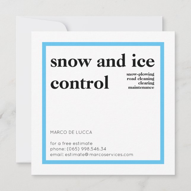 Snow Removal, Snow Ploughing Services Invitation (Back)