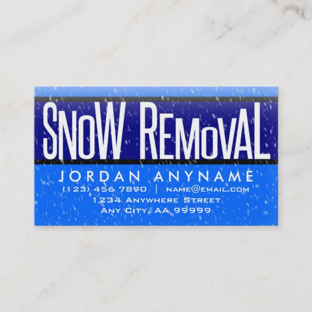 Snow Removal With Snow Falling Business Card (Front)