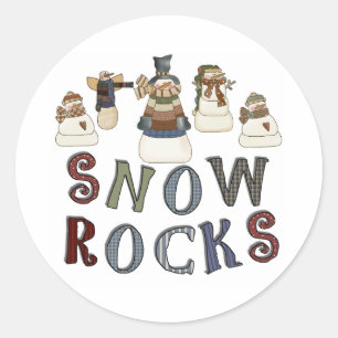 Snow Rocks Winter Snowmen Holiday Classic Round Sticker
