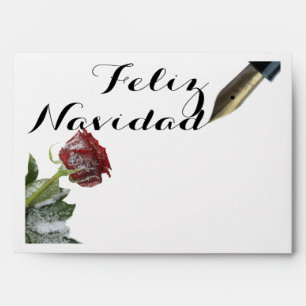 Snow rose Feliz Navidad Letter Envelopes