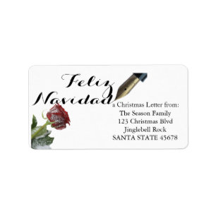 Snow rose Feliz Navidad Letter Label