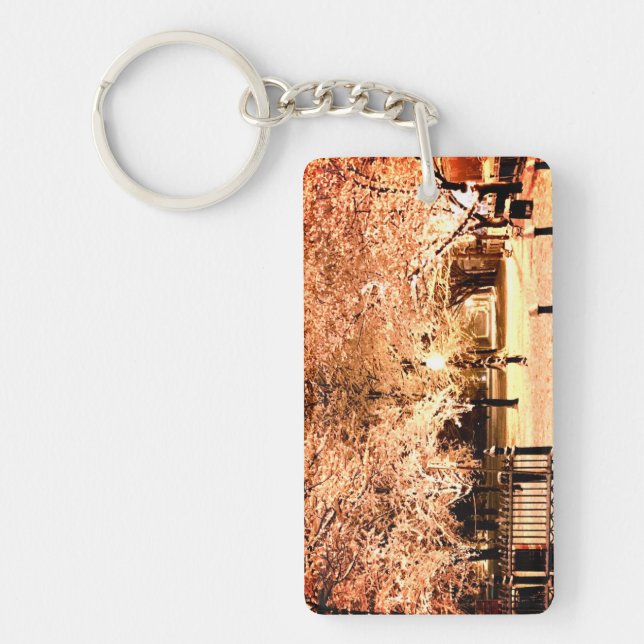 Snow Salem Common Massachusetts Photo Key Ring (Front)