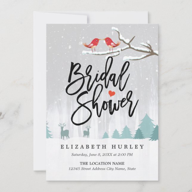 Snow Scene Bridal Shower Winter Wedding Invitation (Front)