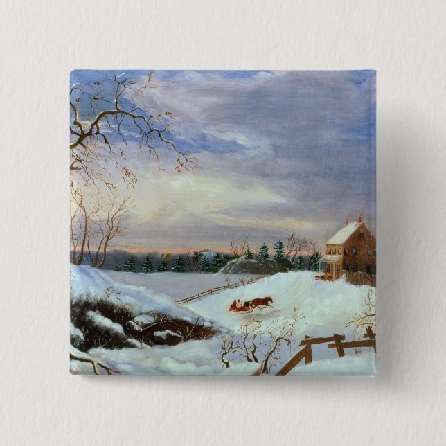 Snow scene, New England 15 Cm Square Badge (Front)