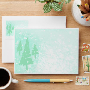 Snow Scene & Trees labels with Matching items Envelope