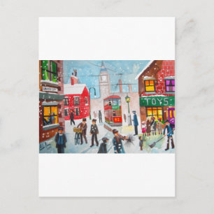 Snow scene winter chimney sweeps painting G Bruce Postcard