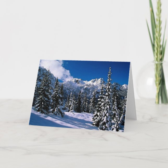 Snow Scene Winter Mountains Blank Greeting Card (Front)