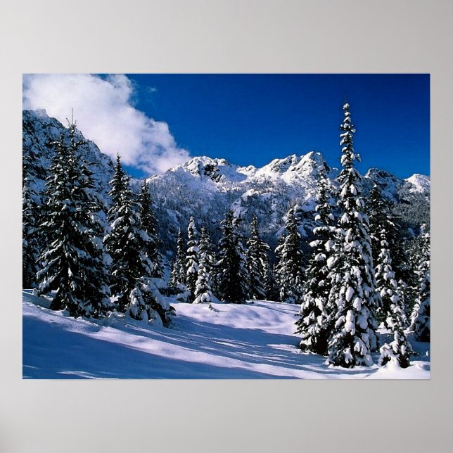 Snow Scene Winter Mountains Print (Front)