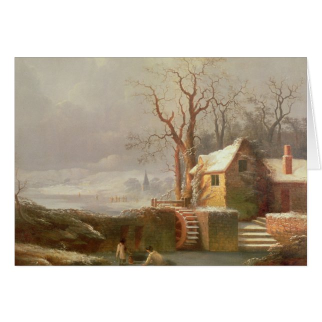 Snow Scene with Mill and Cottages (Front Horizontal)