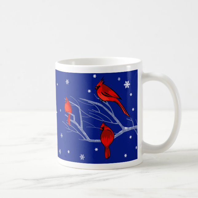 Snow Scene with Red Cardinals Christmas Gift  Coffee Mug (Right)