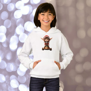 Snow Scooter Christmas Elf Girl's Hoodie