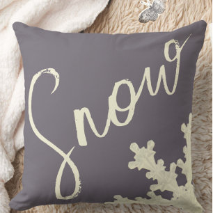 Snow script sugarplum purple butter cream elegant cushion