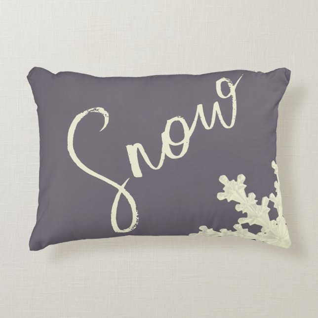 Snow script sugarplum purple butter cream elegant decorative cushion (Front)