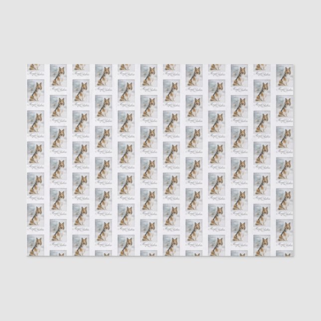 Snow Sheltie Christmas Tissue Paper (Front)