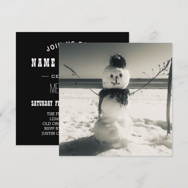 snow shore snowman invitation (Front/Back)