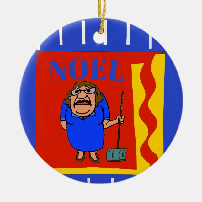 Snow Shovel,  Noel, add, edit text Ceramic Tree Decoration (Front)