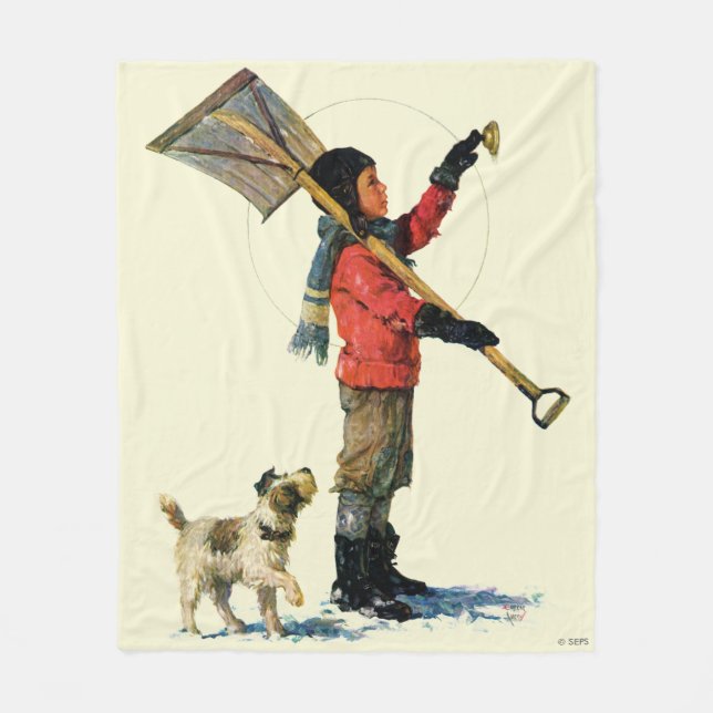 Snow Shoveler Fleece Blanket (Front)