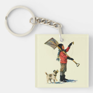 Snow Shoveler Key Ring