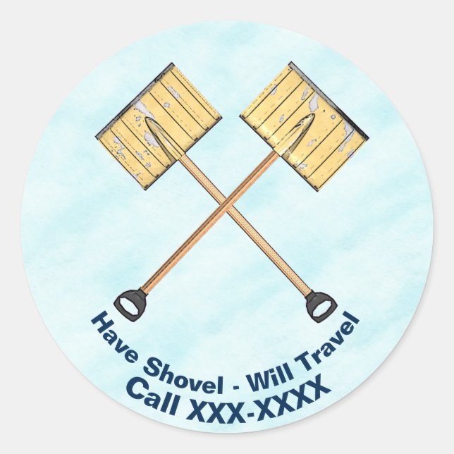 Snow Shoveling Business Classic Round Sticker (Front)
