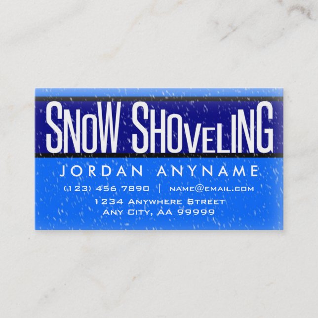 Snow Shoveling With Snow Falling Business Card (Front)
