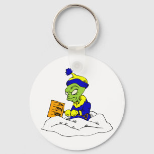 Snow Shovelling Alien Key Ring