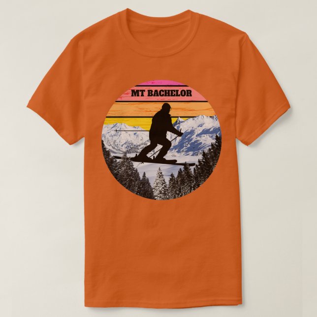 Snow Ski Mt Bachelor Skiing Fields Oregon America T-Shirt (Design Front)