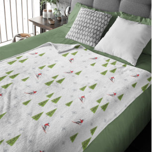 Snow Ski Pattern  Fleece Blanket