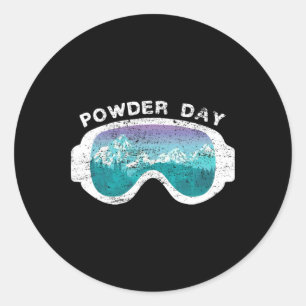Snow Ski Powder Day Snowboarding Mountain Sport  Classic Round Sticker