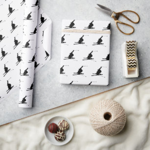 Snow Skier Silhouette Custom Colour Wrapping Paper