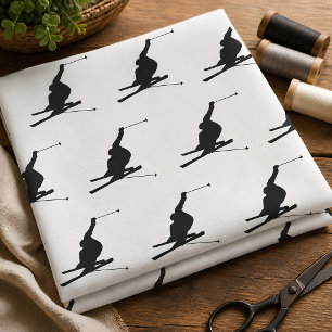 Snow Skier Silhouette Fabric