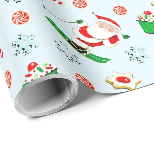 Snow Skiing Holiday Gift Wrapping Paper (Roll Corner)